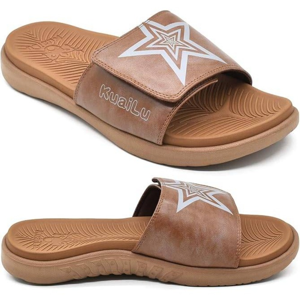 New KuaiLu Mens‎ Slide Sandals Khaki US 10 Orthotic Arch Support Athletic Sport